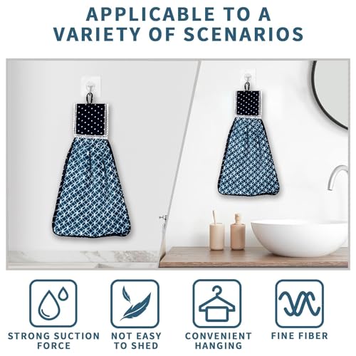 Image of Kuber Industries Soft Cotton Hand Kitchen Towel with Hanging Loop | Double Sided Hand Towels for Wash Basin & Bathroom | Easy to Wash & Reusable | Circle Pattern | Blue