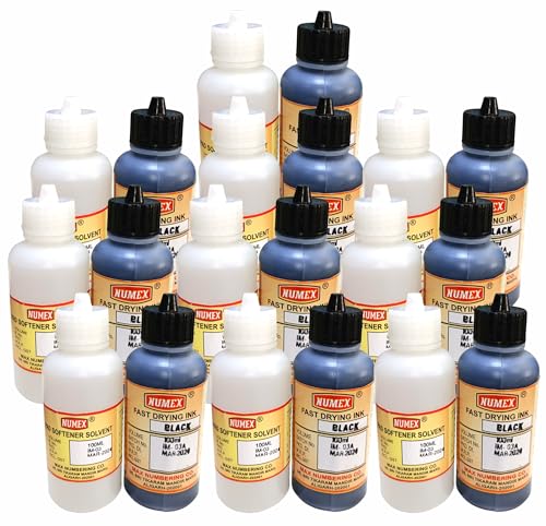 Image of NUMEX Fast Drying Batch Printing Ink & Softener - Black Ink (Pack of 10) | Permanent Coding Formula | Super Discount Industrial Pack | AI Tested