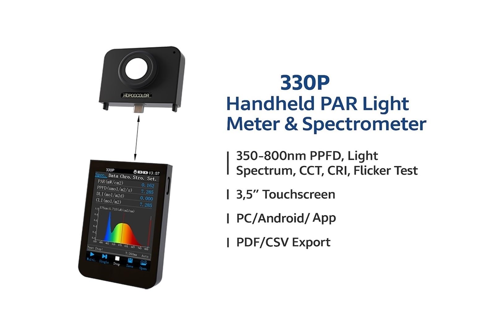 Espectrofotómetro, Espectrómetro Portátil For Luces De Cultivo Interior, Mide El Espectro Completo