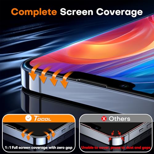Image of TOCOL for iPhone 13 Pro Privacy Screen Protector, 9H Hardness Military Grade Shatterproof HD Tempered Glass Full Coverage Easy Installation Case Friendly 2 Pack