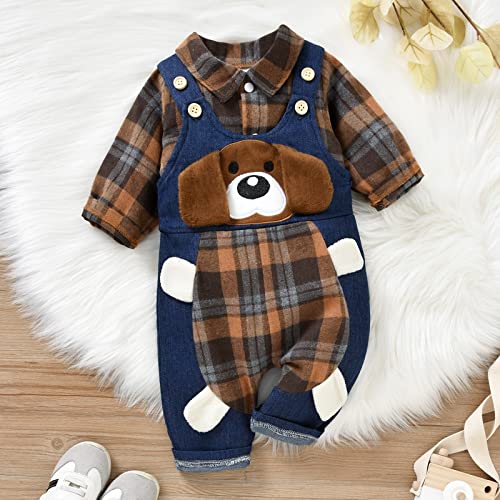 Baby Boy Clothes Infant Outfits Long Sleeve Plaid Bodysuit Romper