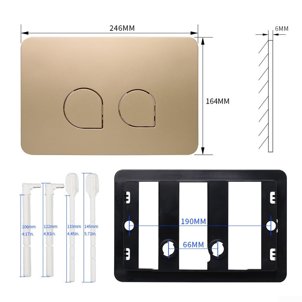 Piastra a pulsante per sciacquone doppio per WC, kit con piastra di scarico per WC con doppio pulsante per Geberit per Sigma-all (oro opaco)