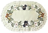 Placemat or Doily Embroidered with Butterflies on Ivory Fabric, Size 11 x 17 inches