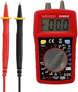 Velleman Multímetro digital, CAT III 300 V/CAT II 500 V, 10 A, 1999 recuentos, indicador de batería, incluye pilas y cab...