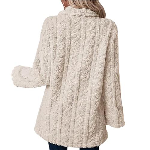 Womens Fleece Jacket Oversized Sherpa Coats Lapel Open Front Cardigans Fuzzy Loose Jackets Winter Warm Outwear2