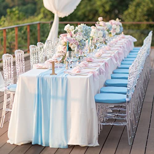 Hzdk 2 Pack Chiffon Table Runner 120 Inches,Romantic Wedding Runner Tablecloth Décor For Bridal Shower Bachelorette Party,Chiffon Sashes,Chair Sash Wedding Birthday Decoration-Baby Blue #TOP4