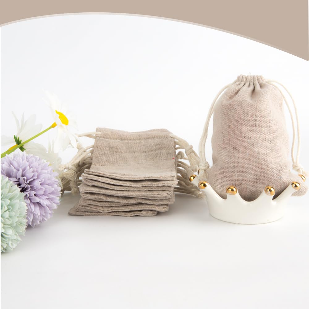 Lot De 10 Petits Sacs à Cordon De Serrage 10x8 Cm Toile De Jute Blanche - Mariage, Fêtes, Bijoux