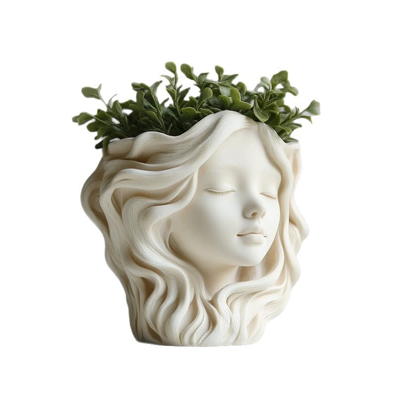 SNOOGG Sleeping Girl Face Vase Silicone Mold for Resin Casting | Flower Pot Face Planter 3D Mold for Eco Resin, Epoxy, Concrete Crafts | Heavy Duty Reusable Silicone Mould for Home Decor-image-12