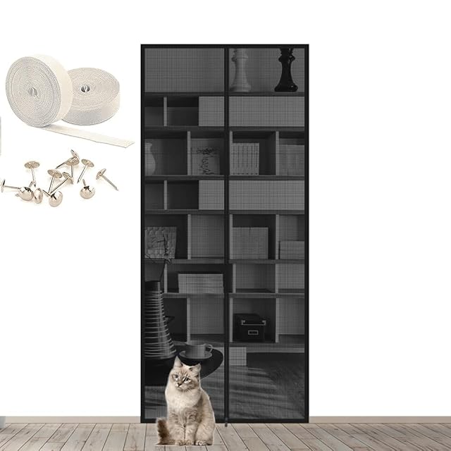 Puerta Reforzada para Gatos, Resistente A Prueba De Mascotas con Cierre Bilateral Cortinas Puerta…