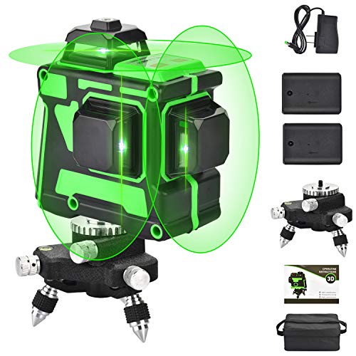 3X360 Laser Line Self Leveling, 3D Cross Line 12 Lines Green Beam 131Ft