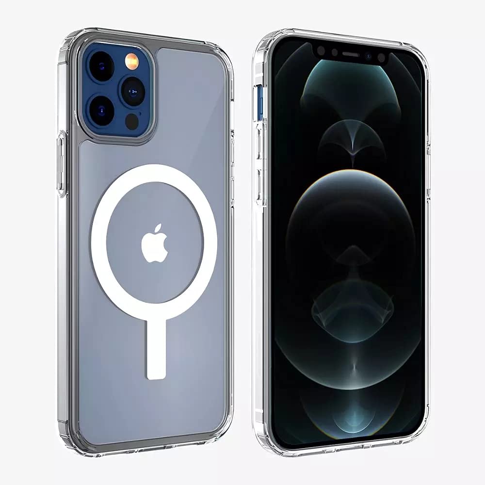 iPhone 13 Pro Clear Magnetic Case Non-Slip Design Compatible with MagSafe, Yellowing Resistant Hard Back Cover Soft Silicone TPU Edges, Slim & Thin Fit Shockproof Protective Phone Case 2021