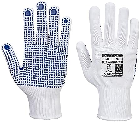 Portwest Polka Dot Glove, Size: S, Colour: White/Blue, A110WBRS