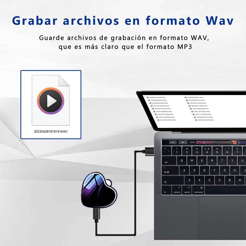 STTWUNAKE Mini Grabadora de audio pequeña usable USB, Collar de grabadora activada por voz digital, Dispositivo de grabación de sonido llavero.