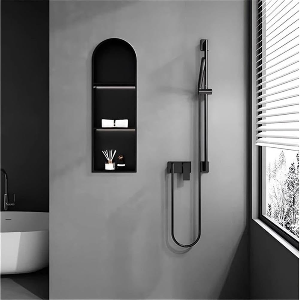 Inless - Ducha arqueada de acero, 2/3 capas, multicolor (negro) - Moderno baño Sto Solut impermeable fácil de instalar