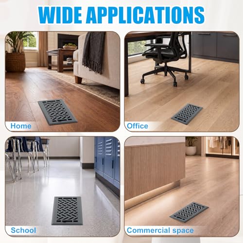 Tuanse 4 Pack 4 x 10 Inch Floor Register Vent Cover, Dark Gray Steel by Tuanse - Used condition - Image 6