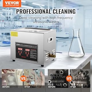 VEVOR Pulitore a Ultrasuoni 10L, Display Digitale in Acciaio Inox Capienza con Riscaldamento Tempo Temperatura Regolabile, Macchina Pulitrice a Ultrasuoni per Gioielli Occhiali Orologi Laboratorio