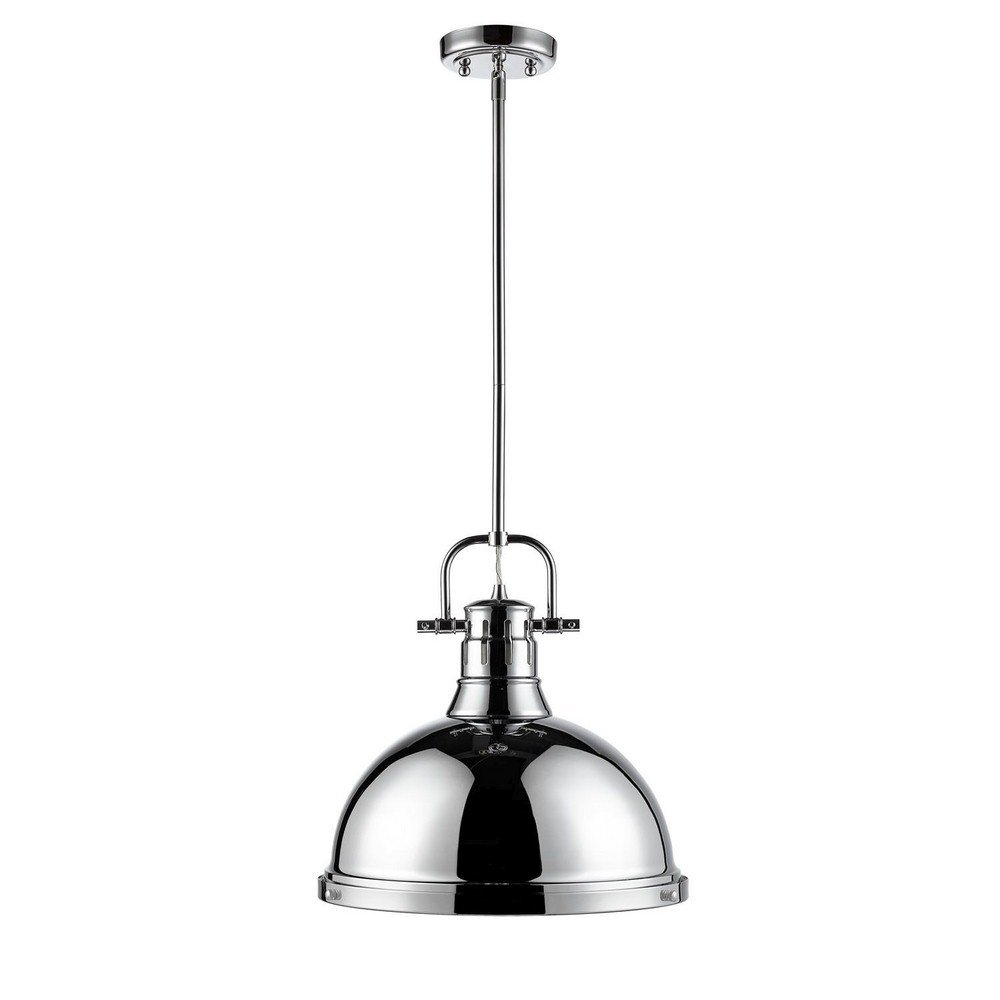 Golden Lighting 3604-L CH Duncan Pendant, Chrome with Chrome Shade