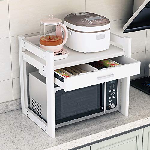 DUANHOZ Estante de Cocina para microondas de 50 cm, Organizador de Almacenamiento de Metal para Horno, Mueble de fácil Montaje, Color Negro y Blanco