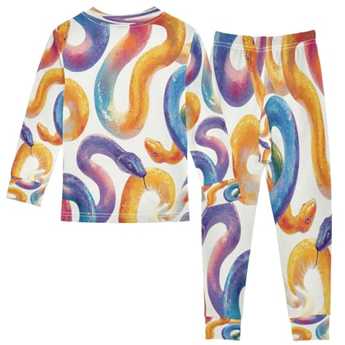 Pajama Sets Long Sleeve Colorful Cute Snake Soft Comfy Sleepwear 2 Piece PJS 3-8T3
