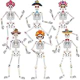 WinnerWhy 6 Pcs 51 Inches Large Halloween Jointed Skeletons Paper Cutout Day of The Dead Jointed Skeletons Hanging Decorations Dia De Los Muertos Party Supplies for Outdoor Mexico Sugar Skull Decor
