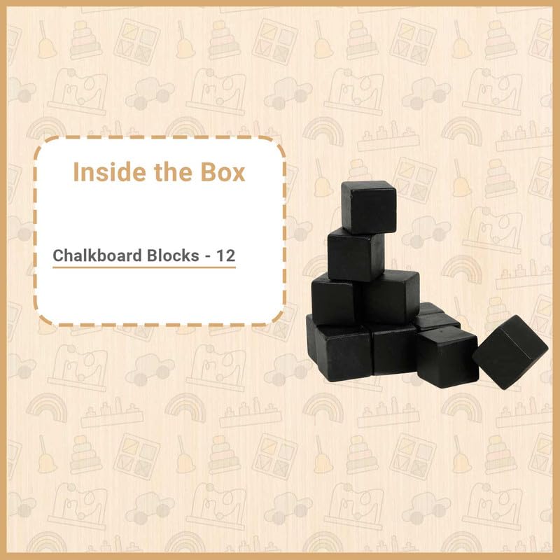 Little Ginnie Chalkboard Block Set - Wooden Puzzle for Kids for Ages 3+ Years | 12 Reusable Multi-Use Blocks for Creative Play & Learning, Easy to Rub and Redraw | Enhances Fine Motor Skills 2