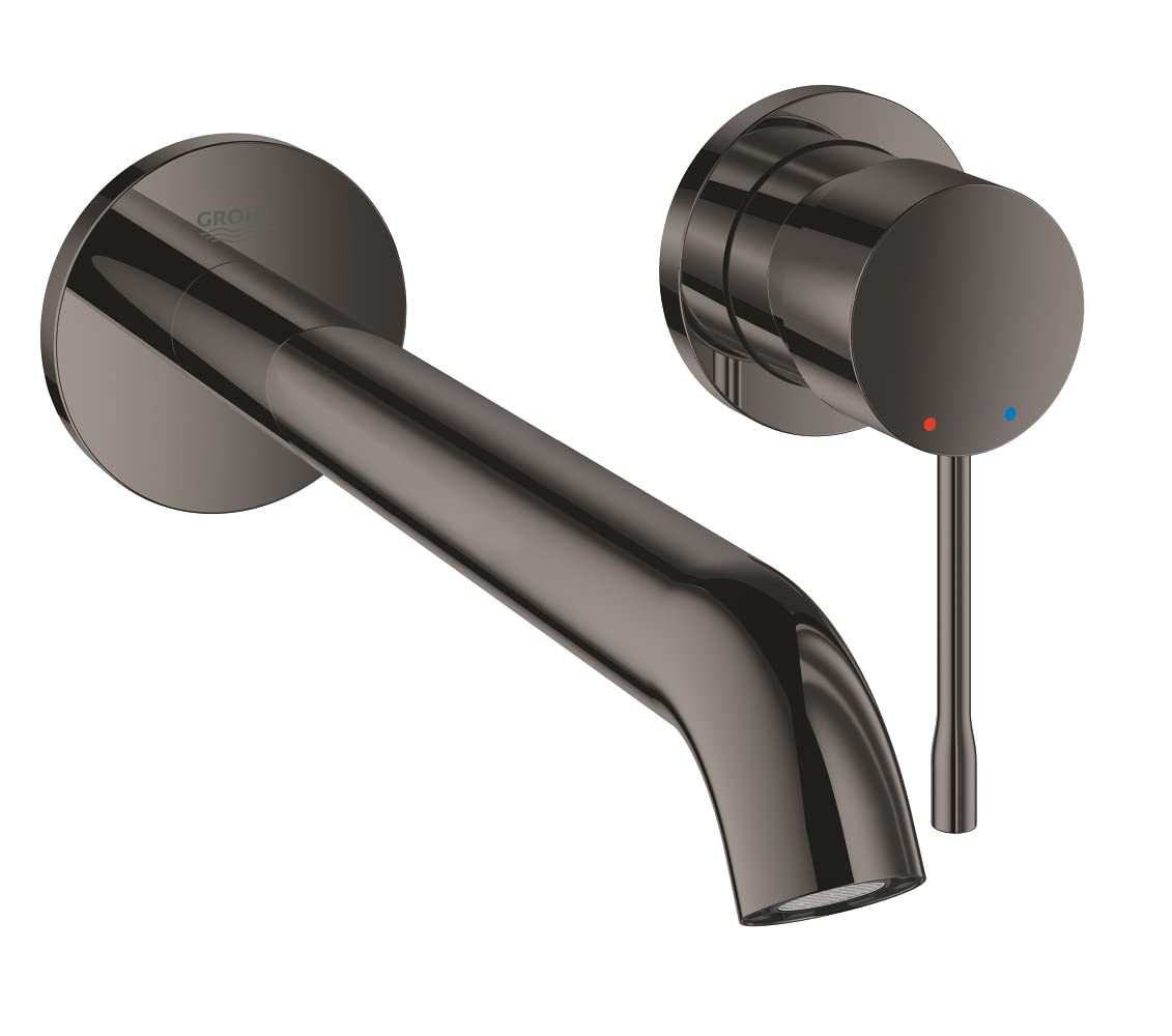 GROHE Essence - 2 delikli lavabo armatürü (su tasarruflu, uzun ömürlü yüzey, duvar montajı), sert grafit, 19967A01