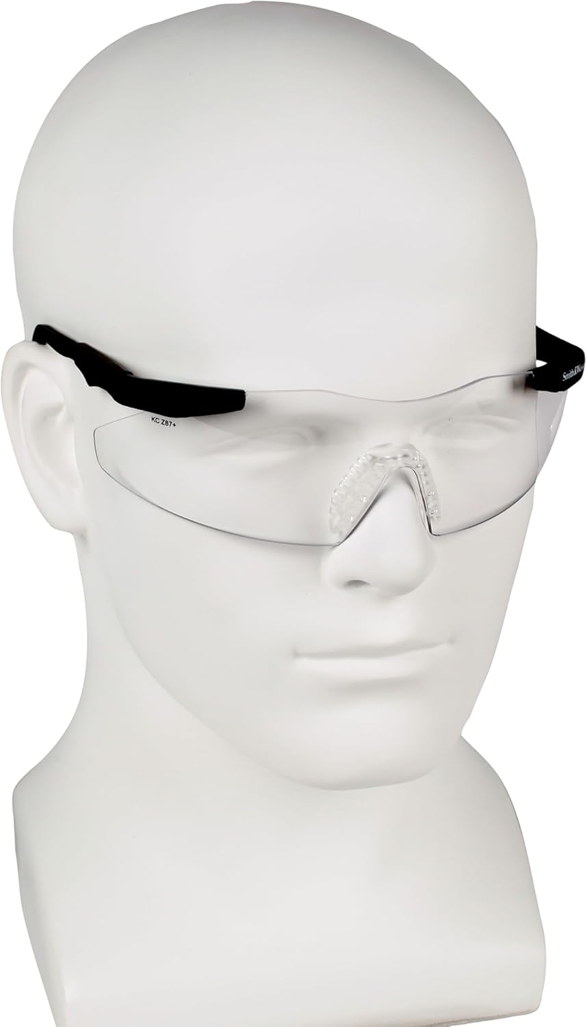 Smith and Wesson Safety Glasses (19799), Magnum 3G Safety Eyewear, Clear Lenses with Black Frame, 12 Units / Case