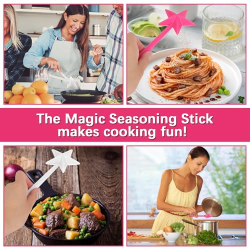 VMUTGA 2 Stück Salzstreuer Zauberstab, Magisches Gewürzstreuer mit 2 Kleinen Trichtern, Stern Gewürzstreuer Zauberstab, Spices Spice Shaker für Küche Cooking