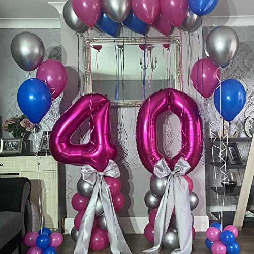 Image of 40 Inch Hot Pink 30 Number Balloons Giant Jumbo Huge 30 Foil Mylar Helium Number Balloons Dark Pink Birthday Mylar Digital Balloons Dirty 30th Birthday Party 30th Anniversary Events Party Decorations