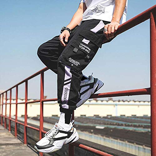 Xyxiongmao Men's Tactical Streetwear Joggers Goth Clothes Baggy Casual Sports Pants Baggy Casual Techwear Hip Hop Sweatpants Black Cargo Pants For Men(Black, M) #TOP4