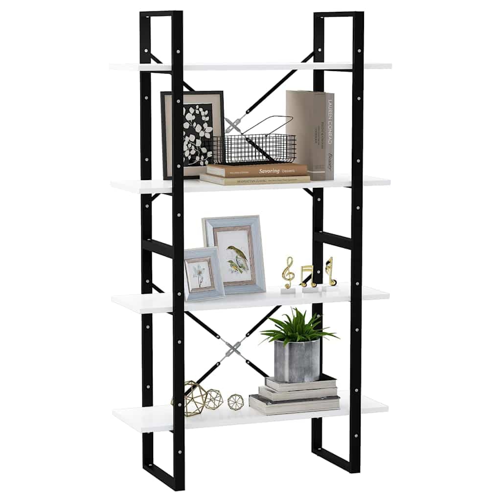 Libreria a 4 scomparti, in legno e metallo, 80 x 30 x 140 cm, con spazio, versatile come divisorio, scaffale per ufficio o soggiorno, salvaspazio e facile da pulire