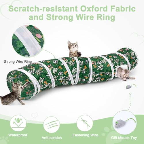 Image of Glittme Cat Tunnel, Cat Tunnels for Indoor Cats, S-Shape Peekaboo Cat Cave with Cat Toys, Foldable Cat Tubes and Tunnels for Cats, Rabbit, Puppy, Guinea Pig