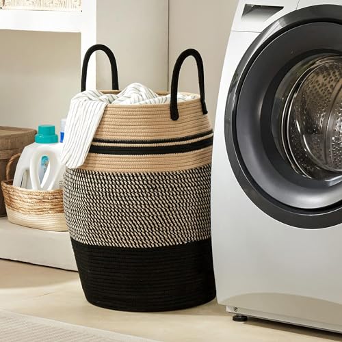 Image of THE FIRST HOME DECOR Cotton Rope Woven Storage Basket, Used for Baby Hamper Toy Organizer, Gift Baskets Empty,Kids Laundry Basket,Baby Blanket Basket.D4 (modal1)