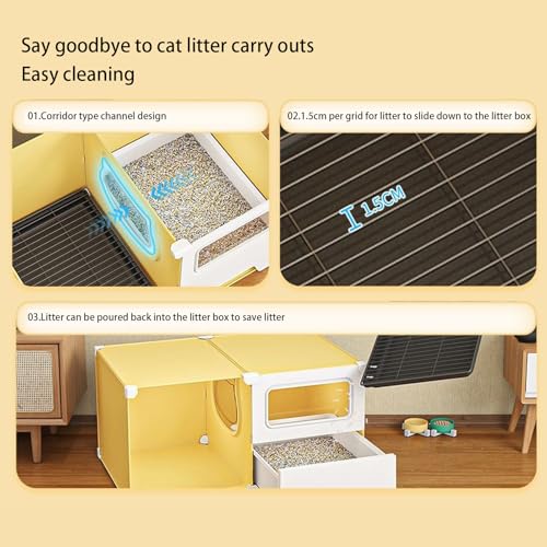 Caja de arena para gato cerrada con bandeja extraíble y tapa miniatura 4