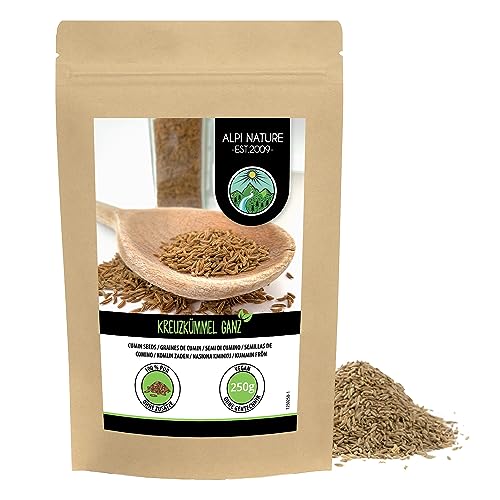 Cumino intero (250g), semi di cumino naturali al 100%, semi di cumino naturali senza additivi, vegani