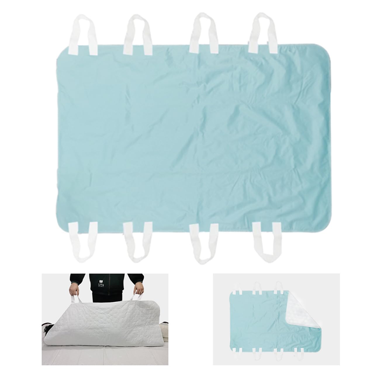 Paquete de 2 almohadillas de cama para incontinencia, almohadilla de cama lavable con 8 asas, lavable, reutilizable, protector de colchón para incontinencia, almohadillas de cama impermeables para