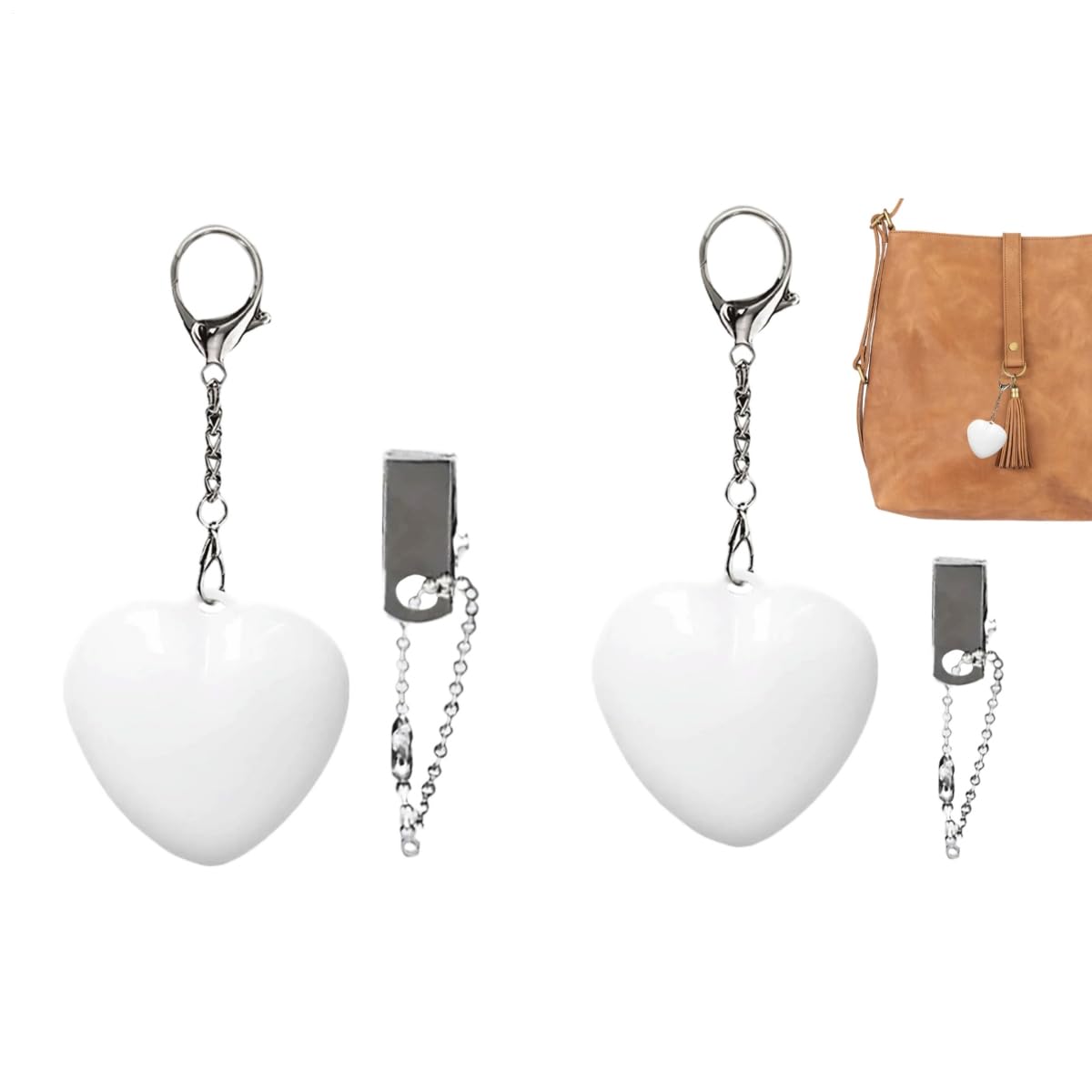 Dorugage Purse Light Handbag Lights | 2 Pieces Love Wallet Tote Bag Touch Sensing Light | Rechargeable Heart Bag Lamp for Inside Purse | LED Automatic Glow Heart Flashlight Keychain for Tote, Wallet