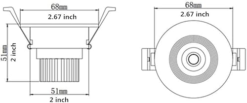 Miniatura 5 de LightingWill Downlight LED regulable de 2 pulgadas, luz de techo empotrable COB de 3 W, blanco cálido 3000K-3500K, CRI80, equivalente a bombillas