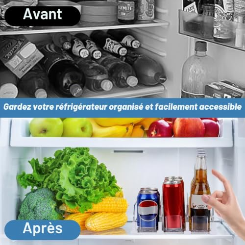 NZZVNZ Automatique Rangement Canette 3 Rangées Rangement Boisson Auto-poussant Distributeur de Boissons pour Réfrigérateur Bière Soda Organisateur Canette Frigo 31 x 25 cm (Blanc) – vue 5
