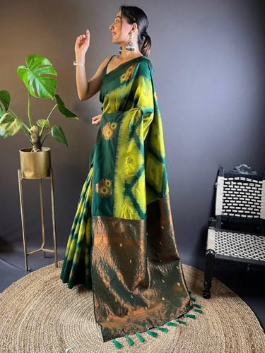 Image of SGF11 Women's Kanjivaram Pure Soft Silk Saree With Unstitched Blouse Piece
