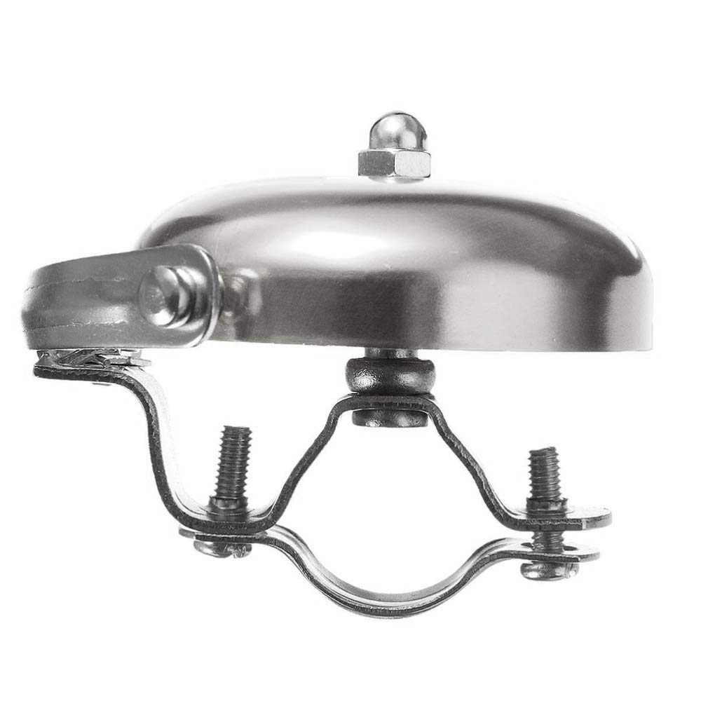 Klasyczny srebrny dzwonek rowerowy, retro vintage klasyczny dzwonek Portland Bell, bardzo głośny dźwięk, dzwonek rowerowy ze stalowym paskiem, do rowerów wyścigowych, rowerów górskich, skuterów