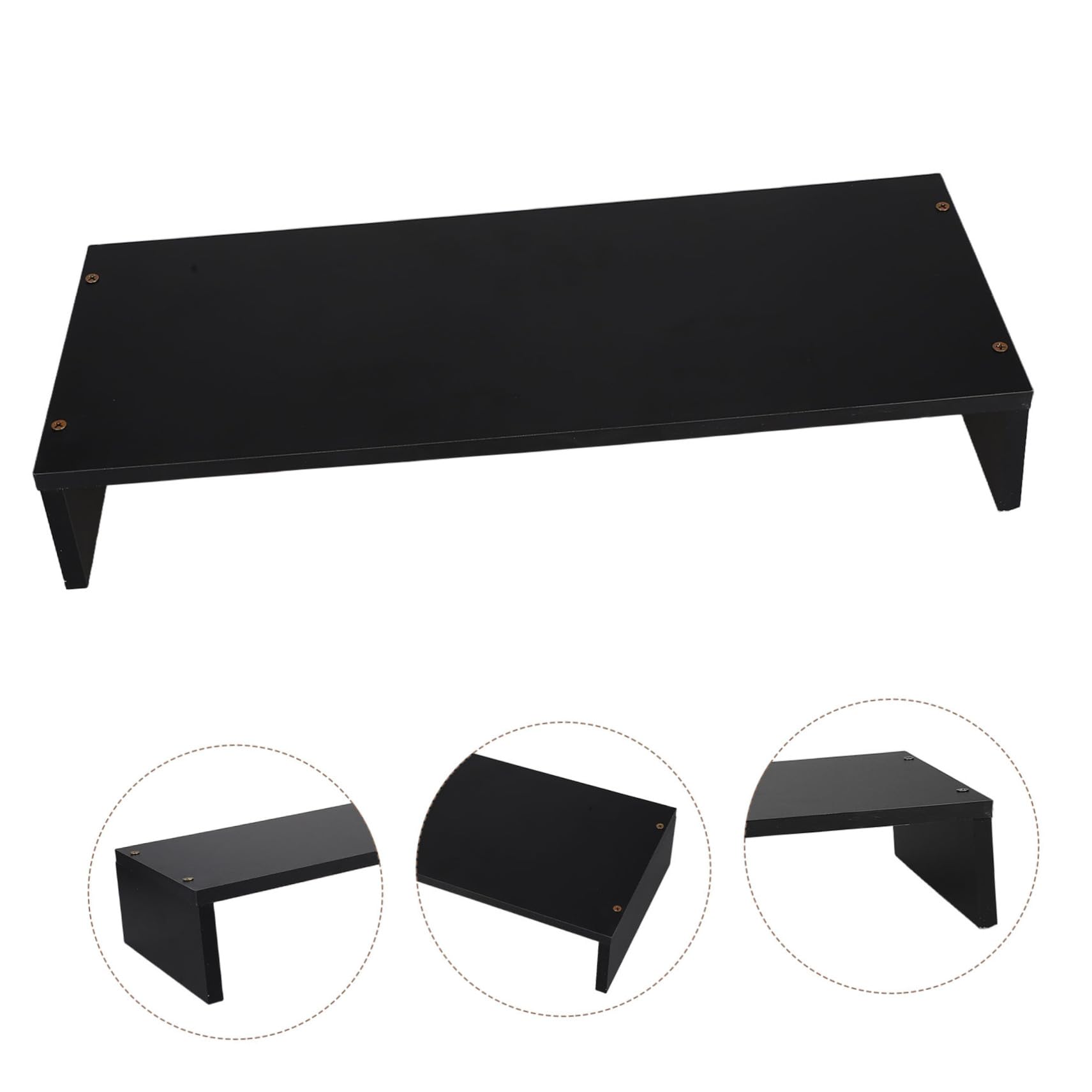 Supporto per Monitor da Scrivania in Legno Nero per Notebook | Rialzo Ergonomico Multifunzione, Stile Minimal e Linee Pulite, per Ufficio e Piano di Lavoro