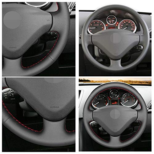 JUZELY Coprivolante Auto per Peugeot 207, Coprivolante in Pelle Microfibra Traspirante e Antiscivolo, Durevole Copri sterzo Auto Accessori Auto