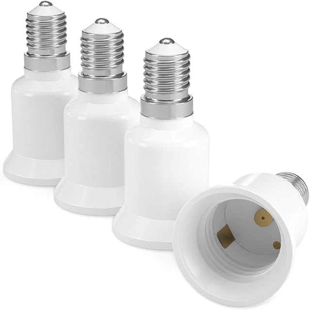 kwmobile E14 to E27 Converter (Pack of 4) - Lamp Socket Adapter Light Bulb Base Converters Screw-in Thread Adaptor Holder Set for LED and Smart Bulbs