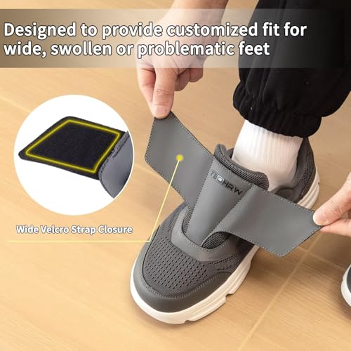 Image of Diabetic Shoes for Men Extra Wide Walking Shoes Swollen Feet Shoes for Neuropathy Adjustable Closure with Arch Support