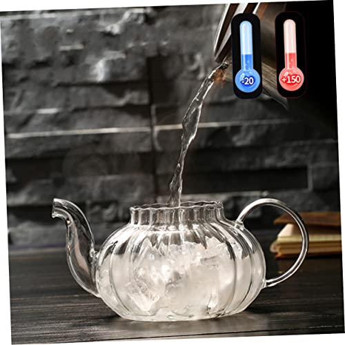 Anneome 4704W513NE4 1Pc Pumpkin Shaped Glass Flower Teapot Water Jug Insulated Vintage Tea Cups Chinese Decor Stovetop Tea Kettle Glass Crystal Tea Kettle Glass Tea Maker Tea Accessory Tea Set thumb #6