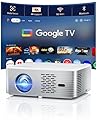 Google TV Projector 4K Support - CiBest Smart Projector with WiFi 6 and Bluetooth, Outdoor Movie Proyector Full-Sealed Optical Engine 3000 ANSI Home Ceiling Projector with Autofocus, Streaming Apps