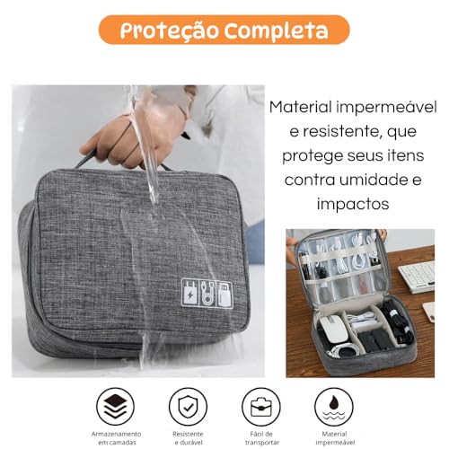 Estojo Organizador De Viagem Portátil Bolsa Para Cabos E Acessórios Eletrônicos Impermeável Compacto