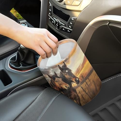 Image of Horse Car Garbage Can Mini Car Trash Bin Car Organizer Car Storage Bag Waterproof Portable Men Accessories Car Decor