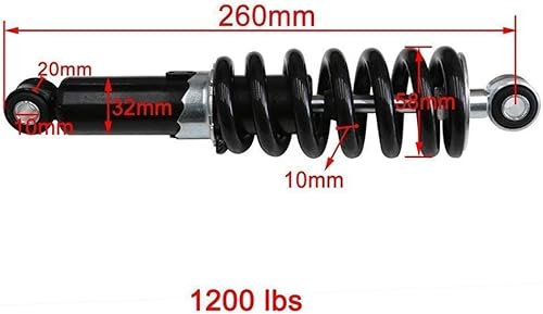 Miniatura 4 de ZXTDR Paquete de 2 amortiguadores traseros de 10.236in 10.2 pulgadas, suspensión Sensa-Trac carga para motocross Pit Bike Motocicleta 1200 libras